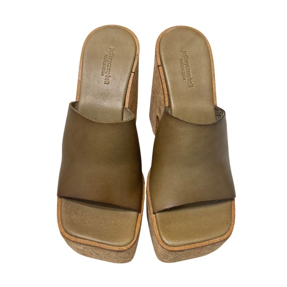 Jeffrey Campbell Lucianna Sandal 7.5 Olive Green Cork Platform - Picture 6 of 12